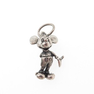 925 Sterling Silver Vintage Mickey Mouse Oxidized 3D Mini Charm Pendant image 5