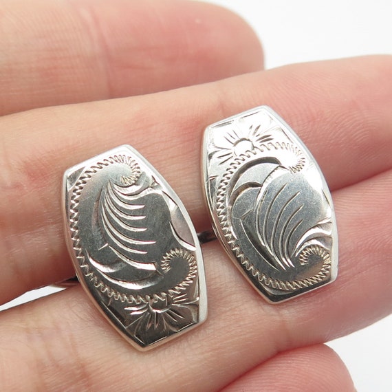 835 Silver Vintage Etched Cufflinks