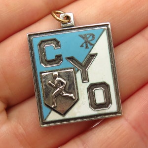 925 Sterling Silver Vintage Enamel &quot;CYO Sport&quot; Tag Pendant
