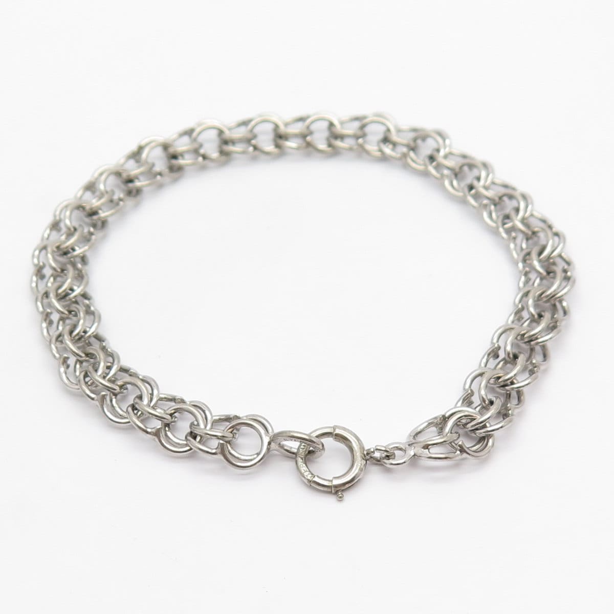 925 Sterling Silver Vintage Double Rolo Link Bracelet 7 1/4