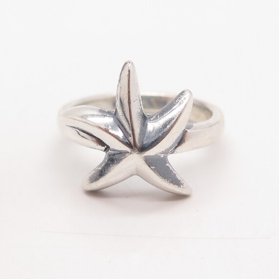 925 Sterling Silver Vintage Starfish Ring Size 6.… - image 3