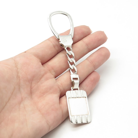 925 Sterling Silver Vintage Italy Rectangular Tag Fob Key Chain