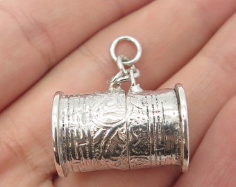 925 Sterling Silver Vintage Ornate Coin Box Pendant