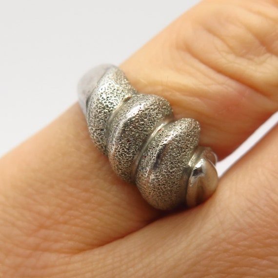 925 Sterling Silver Textured Graduated Design Rin… - image 1