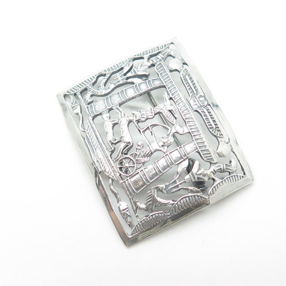 800 Silver Antique Art Deco Egypt Hunter Storytel… - image 5