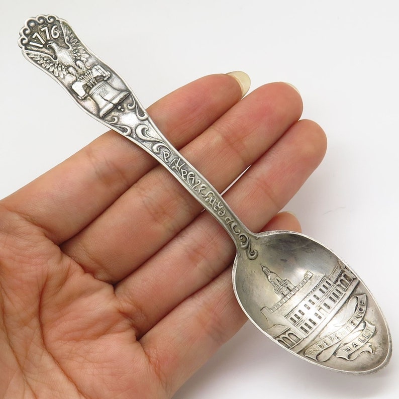 Antique Victorian Towle 925 Sterling Silver Independence Hall Souvenir Spoon