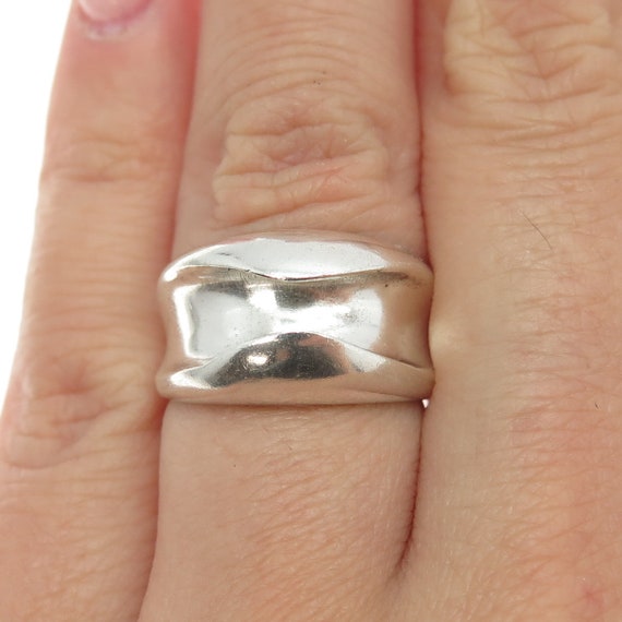 925 Sterling Silver Vintage Modernist Ring Size 6