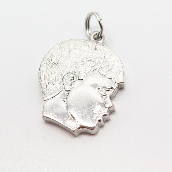 925 Sterling Silver Vintage Boy Profile Face Desi… - image 3