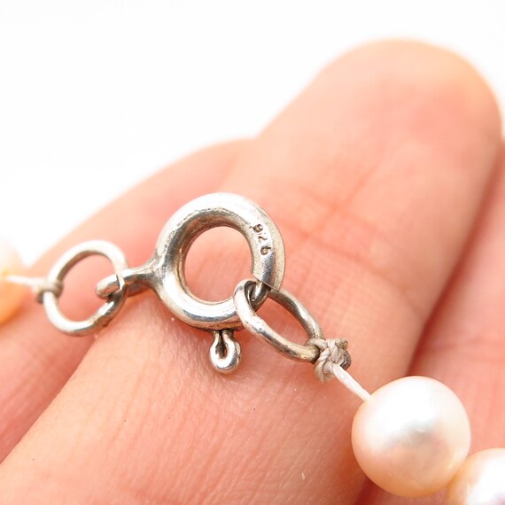 925 Sterling Silver Real Pearl All Around Bead Ch… - image 4