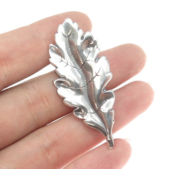 835 Silver Antique Art Deco Leaf Pin Brooch