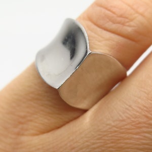925 Sterling Silver Vintage J. Esposito Modernist Design Ring Size 5