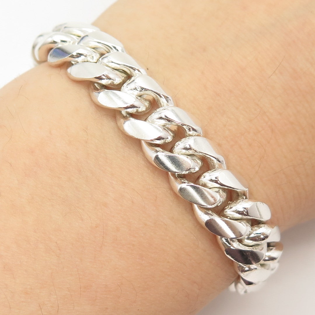 925 Sterling Silver Vintage Cuban Link Bracelet 7 1/4