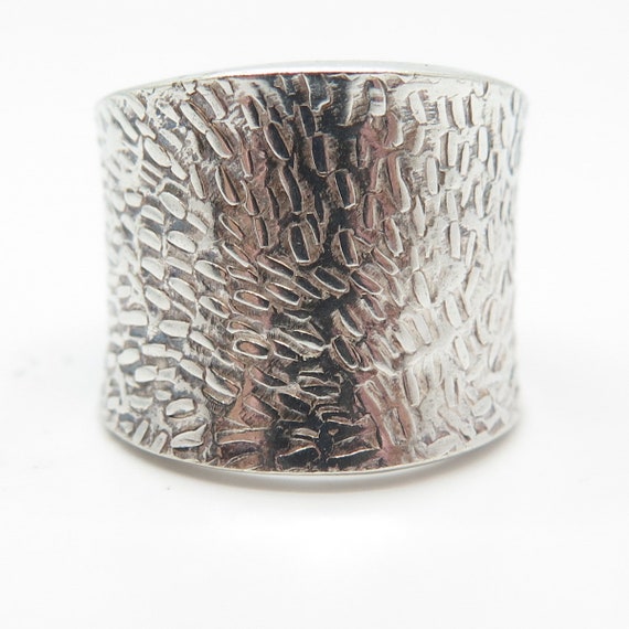 950 Silver Vintage Nugget Adjustable Cuff Ring Si… - image 3