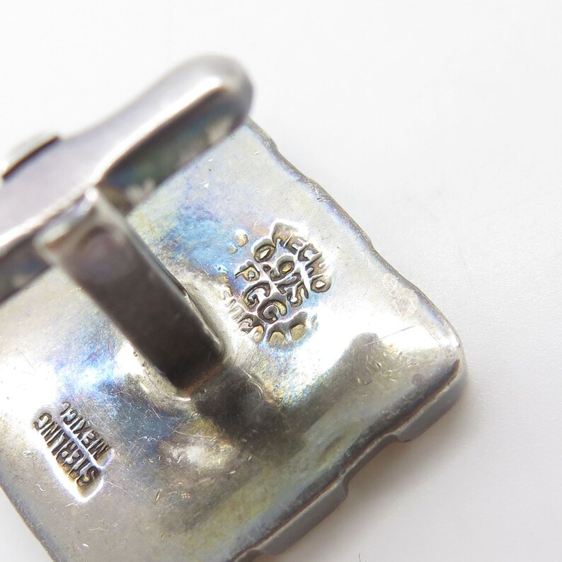 Vintage Mexico Signed 925 Silver Black Onyx Abalone Shell Large Mens Cufflinks