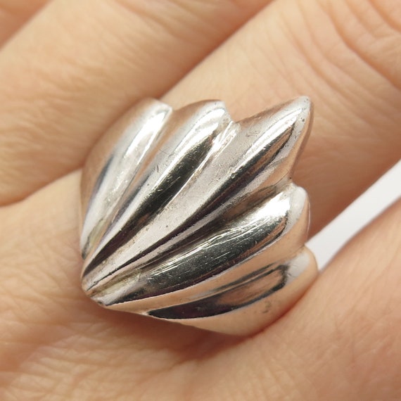925 Sterling Silver Vintage Mexico Ribbed Ring Siz