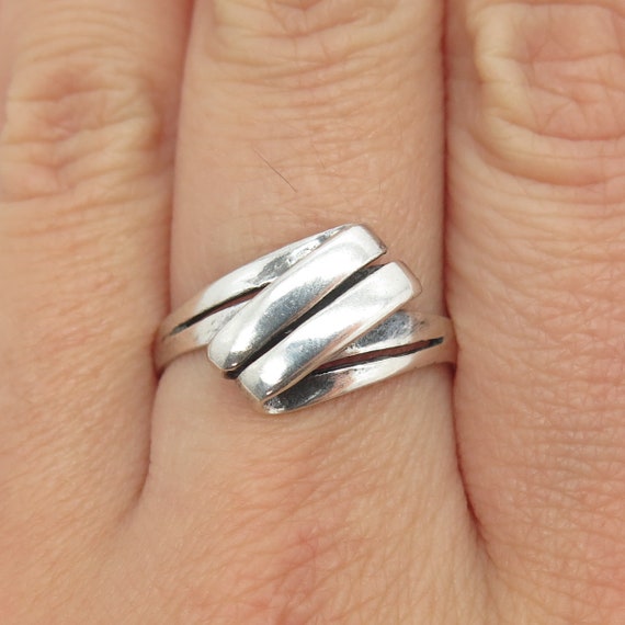 925 Sterling Silver Vintage Modernist Ring Size 9