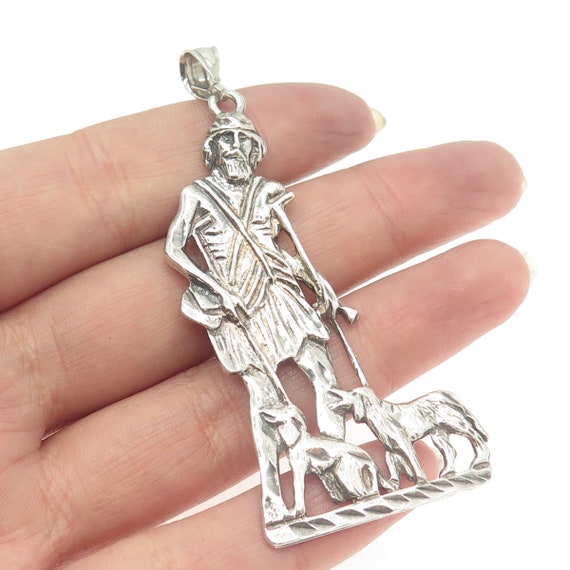 925 Sterling Silver Vintage St. Lazarus Religious… - image 1