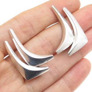ANTON MICHELSEN 925 Sterling Silver Vintage Denmark Modernist Clip On Earrings