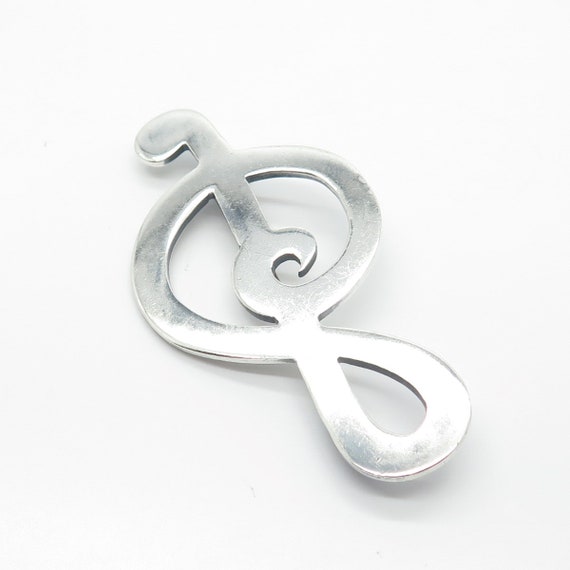 925 Sterling Silver Vintage Mexico Treble Clef Pi… - image 6