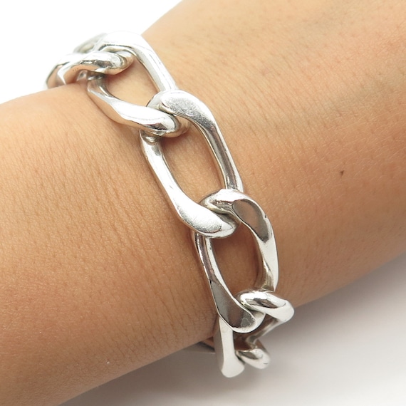 ビンテージ MEXICO SILVER 925 リンク ブレスレット 47g 925 Sterling Silver Vintage Mexico Curb Link Bracelet 8.75