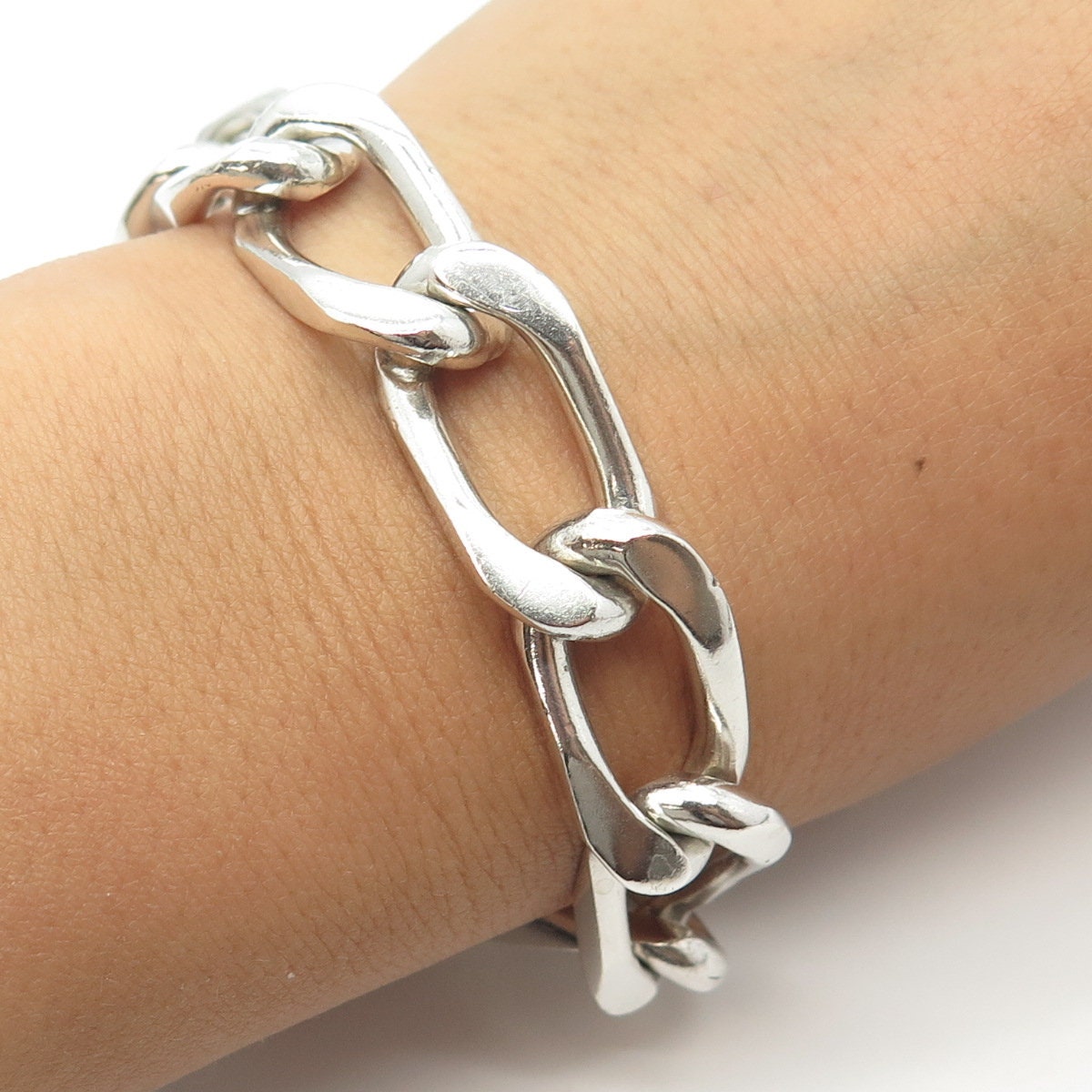 925 Sterling Silver Vintage Mexico Curb Link Bracelet 8.75