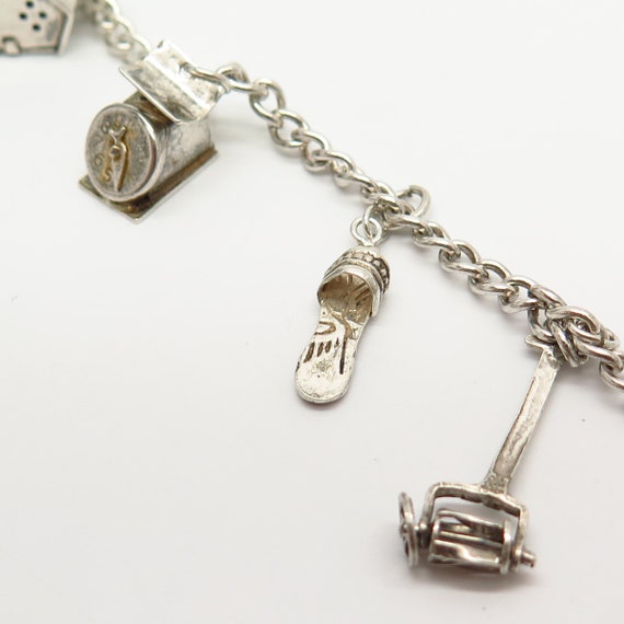 925 Sterling Silver Vintage Assorted Charms Cable… - image 4