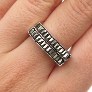 925 Sterling Silver Vintage Real Marcasite Ring Size 8.25 (missing 1 stone)
