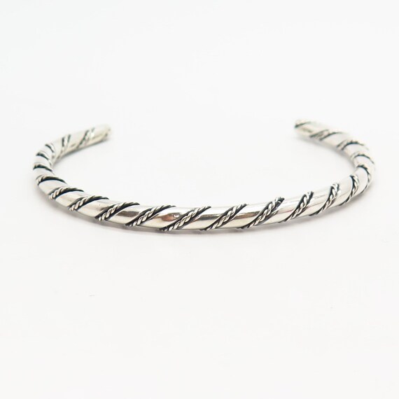 925 Sterling Silver Vintage Twisted Design Cuff B… - image 3