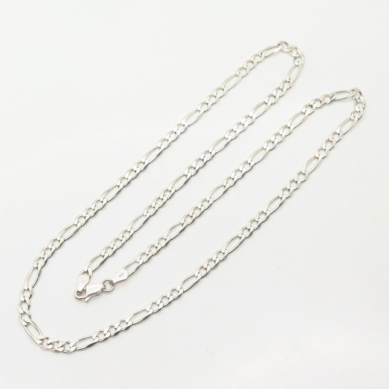 925 Sterling Silver Italy Figaro Chain Necklace 20