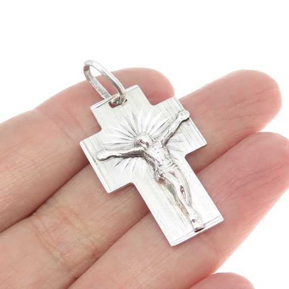 925 Sterling Silver Vintage Italy Crucifix Cross … - image 1
