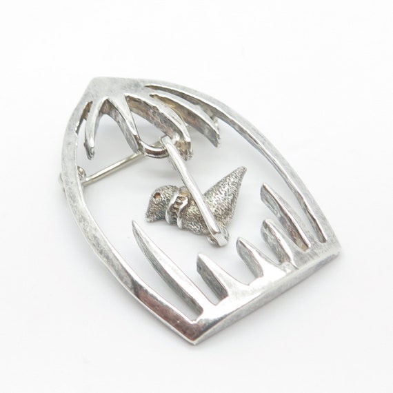 925 Sterling Silver Vintage Mexico Bird In A Cage… - image 4