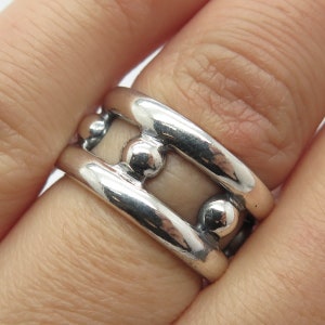 925 Sterling Silver Vintage Beaded Band Ring Size 6
