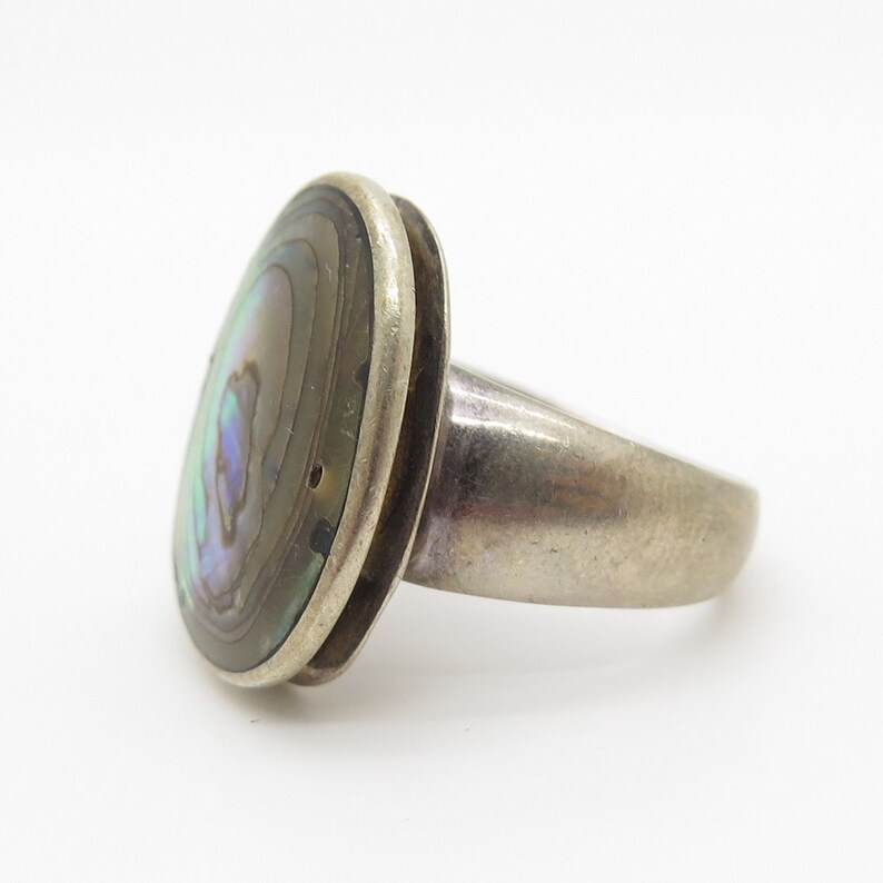 925 Sterling Silver Abalone Shell Ring Size 6