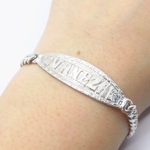 925 Sterling Silver Vintage &quot;Vaneza&quot; Personalized ID Cuban Link Bracelet 6&quot;