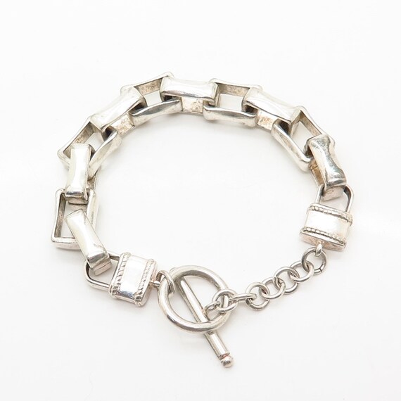925 Sterling Silver Square Link Chain Bracelet Si… - image 3
