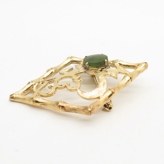 925 Sterling Silver Gold Plated Vintage Real Jade… - image 6
