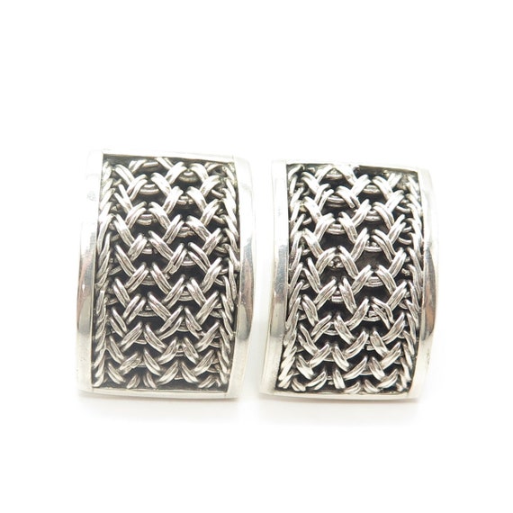 925 Sterling Silver Vintage Louis Hill Woven Clip… - image 4