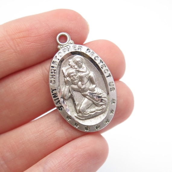925 Sterling Silver Antique Saint Christopher Reli