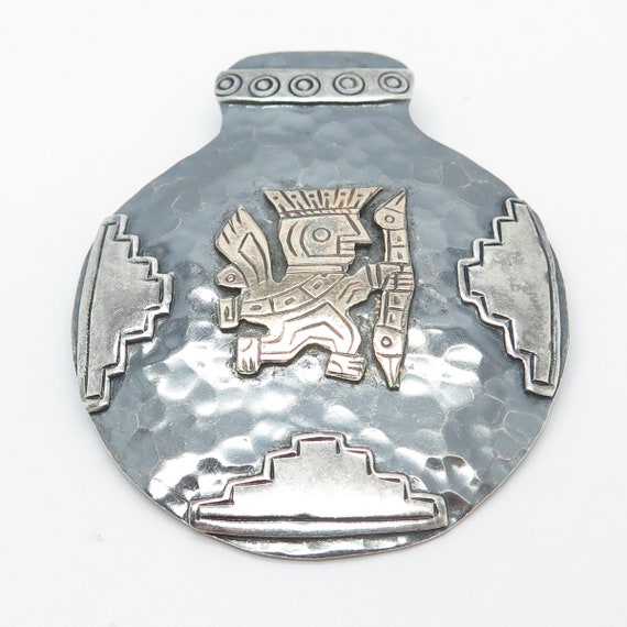 925 Sterling Silver / 18K Gold Vintage Peru Triba… - image 4