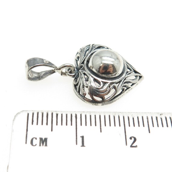 925 Sterling Silver Vintage Ball Scroll Heart Pen… - image 3