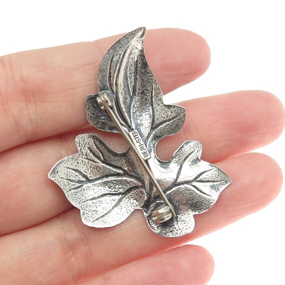 BEAU 925 Sterling Silver Vintage Leaf Pin Brooch - image 2