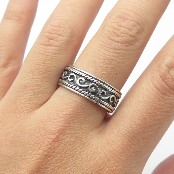 925 Sterling Silver Vintage Swirl Band Ring Size 10 - Etsy 925 Sterling Silver Vintage Swirl Band Ring Size 10 - Etsy