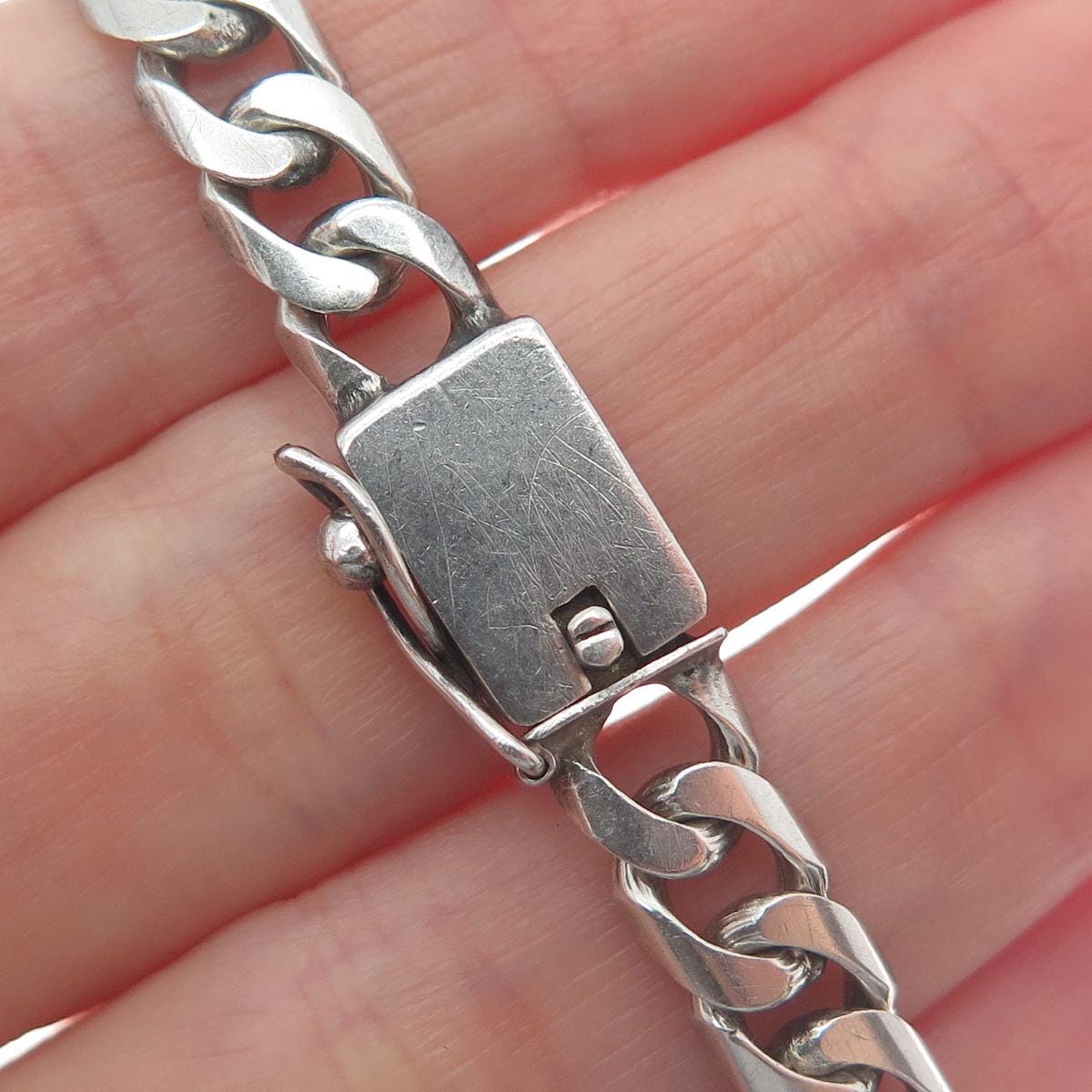 900 Silver Vintage AEP Mexico ID Curb Link Bracelet 7