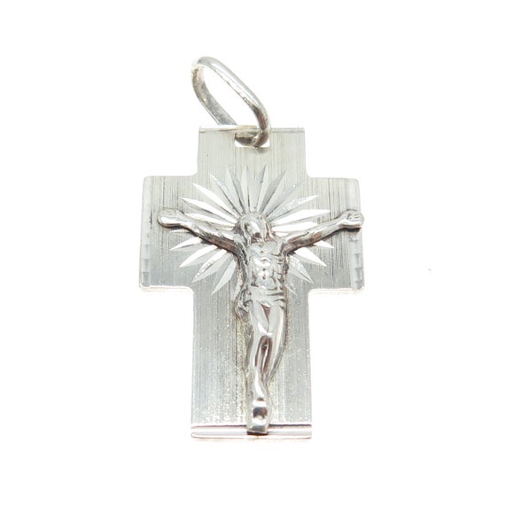 925 Sterling Silver Vintage Italy Crucifix Cross … - image 4
