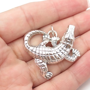 925 Sterling Silver Vintage Crocodile Pendant