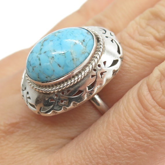 925 Sterling Silver Vintage Mexico Faux Turquoise… - image 2