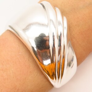 925 Sterling Silver Vintage Modernist Design Cuff Bracelet 6.5&quot;