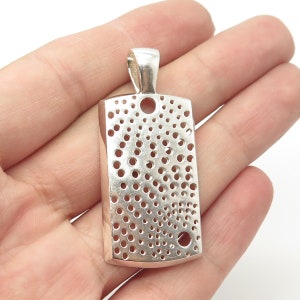 925 Sterling Silver Vintage Dotted Sun Dog Tag Pendant