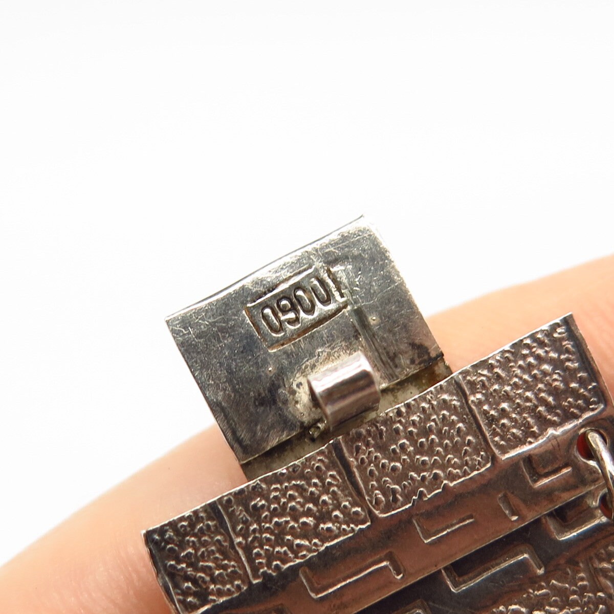 900 Silver Vintage Tribal God Wide Panel Link Bracelet 7 900 Silver Vintage Tribal God Wide Panel Link Bracelet 7