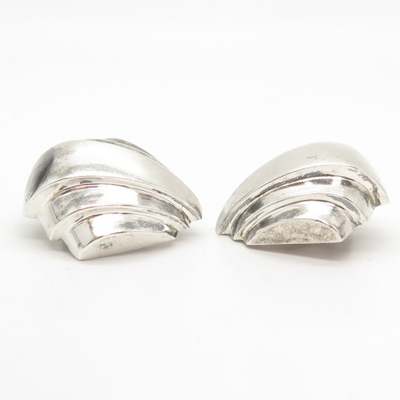 925 Sterling Silver Vintage Shell Clip On Earrings - image 5